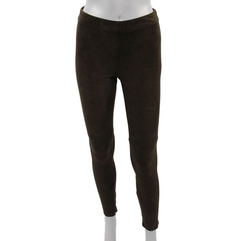Elie Tahari Womens Ankle Jeggings Brown Suede Designer Size XS